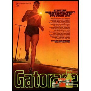 1981 Gatorade Sports Drink Vintage Print Ad Runner Jogger Marathon Race Wall Art